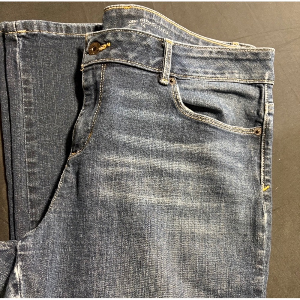 Liz Claiborne Straight Leg Jeans Womens 14 Dark Wash Blue Denim Stretch